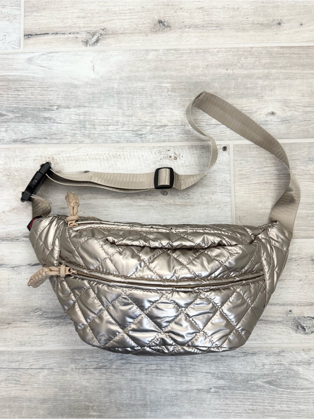Gold Quilted Unisex Fanny Pack Waist Crossbody Sling Bag